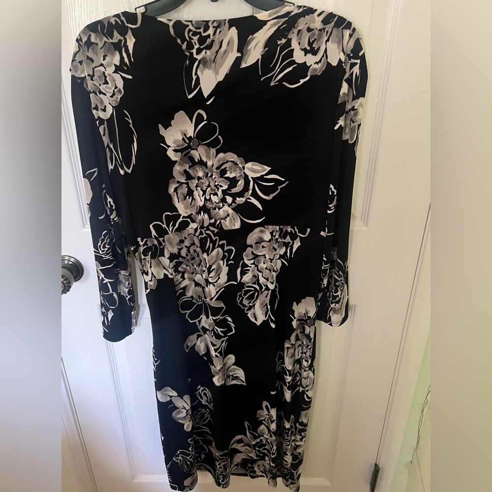 Lauren Ralph Lauren Black Floral Long Sleeve Wrap Dress - Picture 3 of 7